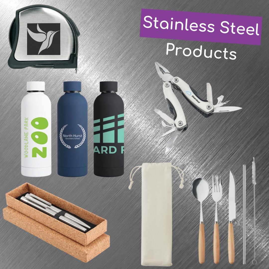 YesPromoProduct's tweet photo. Stainless steel is 100% recyclable and highly durable meaning it can be reused repeatedly without losing its quality.

It's a great option if you fancy a change from bamboo as an eco-friendly material for your branded merchandise and it all helps reduce single-use plastic waste. https://t.co/yt8z09CVve