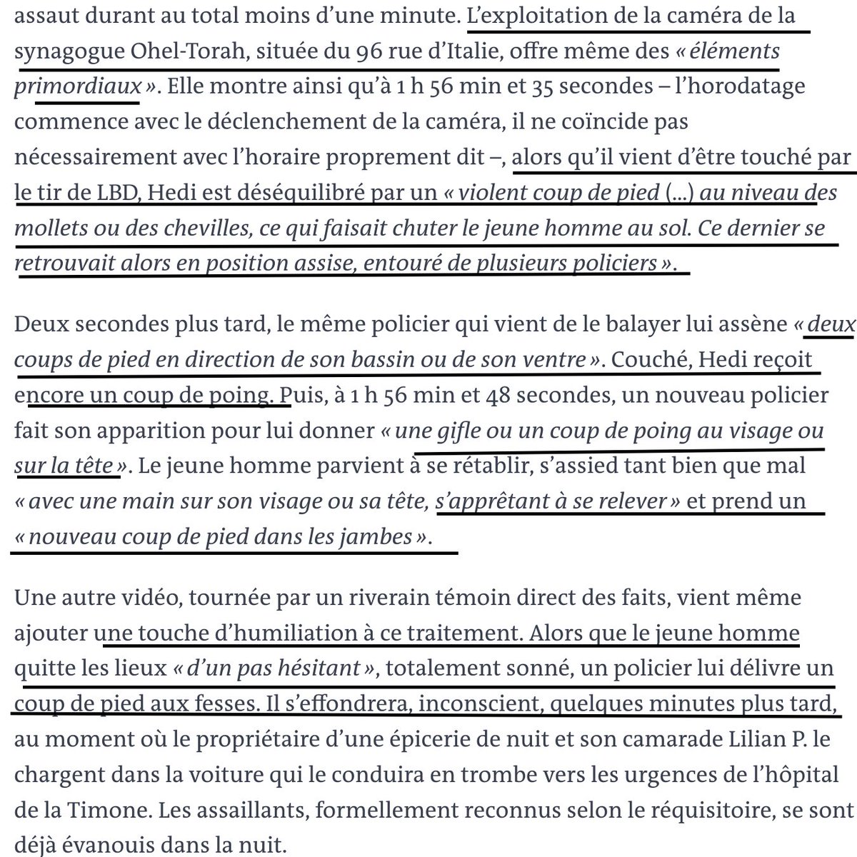 Affaire #Hedi: voilà pour la défense de quels faits immondes de nombreux policiers de France se sont mis en arrêt, avec le soutien actif du DGPN, du préfet de police de Paris et de la place Beauvau Source @lemondefr