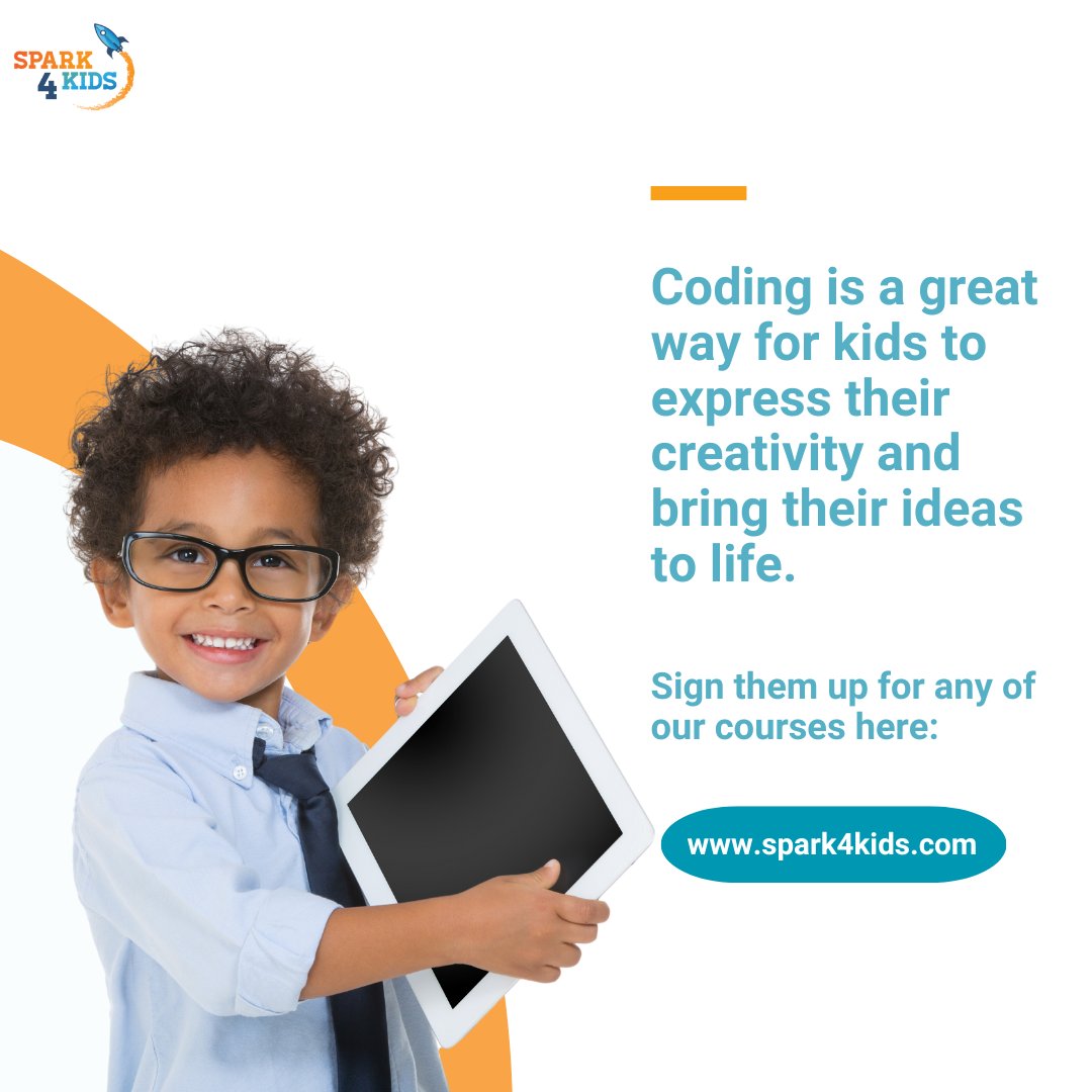 Spark4Kids's tweet image. Coding is a great way for kids to express their creativity. Sign your child up for a #computercoding course at spark4kids.com.

#Spark4Kids #CodingSkills #CodingForKids #LearnToCode #KidsLearnCoding