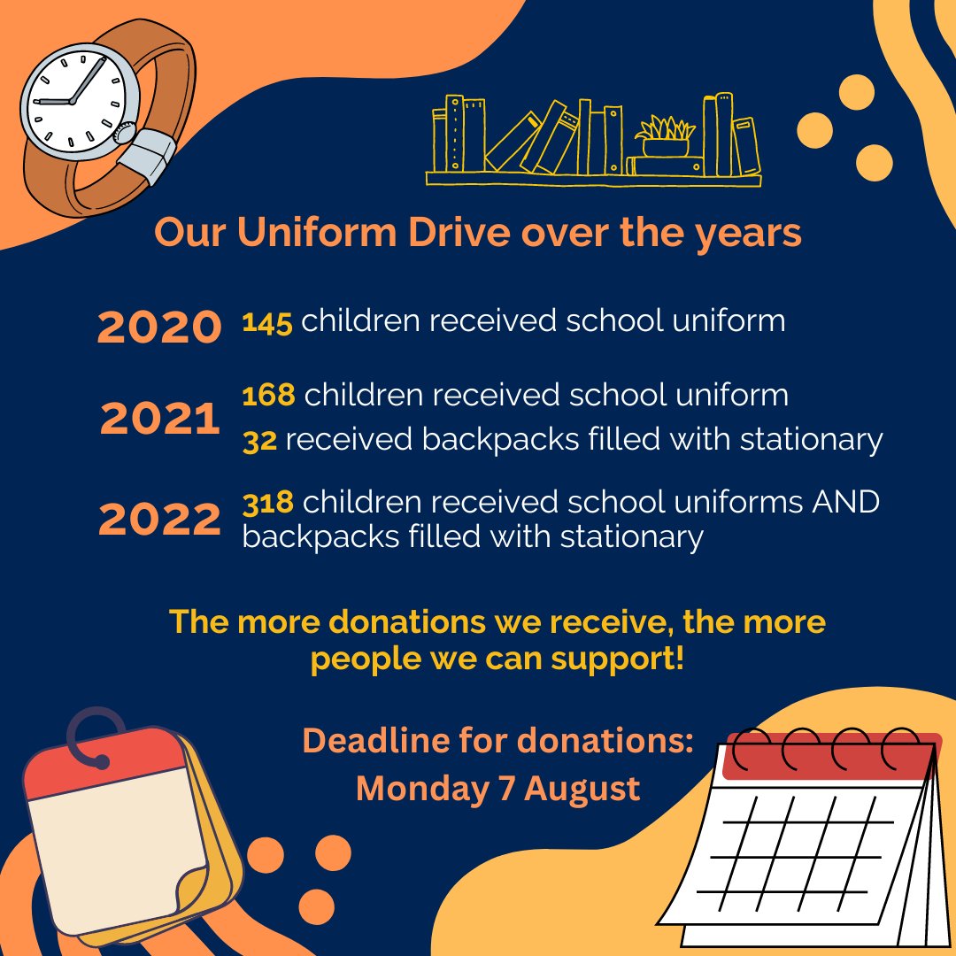 Sufra's Uniform Drive over the years! School uniform can be dropped off at Sufra NW London at 160 Pitfield Way, Stonebridge, NW10 0PW any time between Monday-Friday 10am-5pm before MONDAY 7TH AUGUST 2023. More info here: sufra-nwlondon.org.uk/2023/07/07/uni…