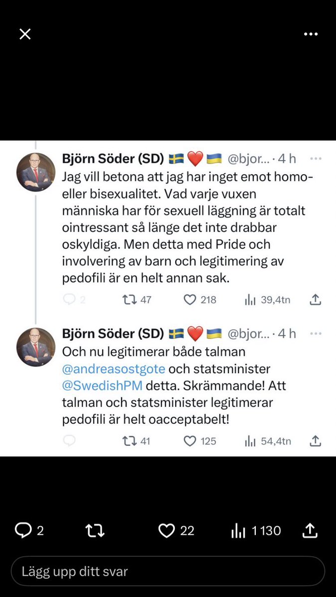 Deltar inte på Stockholm Pride i år, men jag saknar det! 🩷🌈 
Är så fruktansvärt trött på SD och deras homohat och begriper inte hur de före detta borgerliga partierna kunde sätta sig i samma båt som dem.  Jag sörjer.