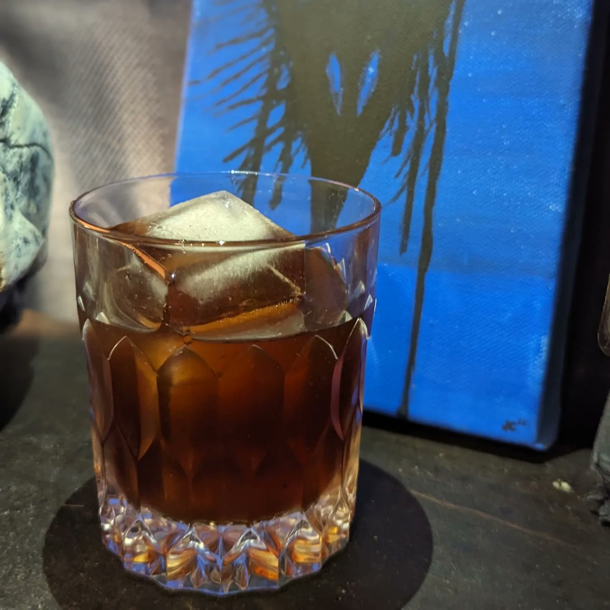 ElixirLibris's tweet photo. The Stones Manor — inspired by @csecooney's Saint Death's Daughter, this riff on a House of Payne is dark, complex, and sweeter than you might expect. Blackberry Gin, Cynar, and just a touch of spiced cascara syrup, perfect for a long evening of Necromancy. https://t.co/1B28HUimbU