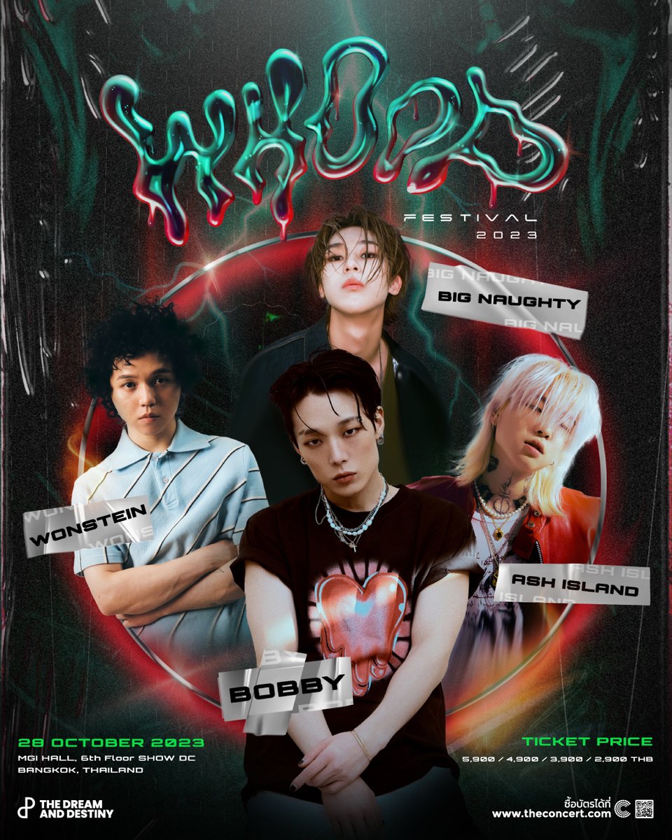 whoop_festth's tweet photo. 𝗪𝗛𝗢𝗢𝗣 𝗙𝗘𝗦𝗧𝗜𝗩𝗔𝗟 𝟮𝟬𝟮𝟯  🎉🪩

พบกับเทศกาลดนตรีที่จัดเต็มความมันส์ พร้อมความสนุกสุดฮอตที่ไม่ควรพลาด 🔥

ASH ISLAND • WONSTEIN • BIG NAUGHTY • BOBBY

⏰ มา WHOOP! ไปพร้อมกัน.. 28 ตุลาคม 2566 ที่ MGI HALL, ชั้น 6 SHOW DC 

#WhoopFestBKK2023 #WhoopFestival #THEDNDTH https://t.co/9KR7NWG8aW