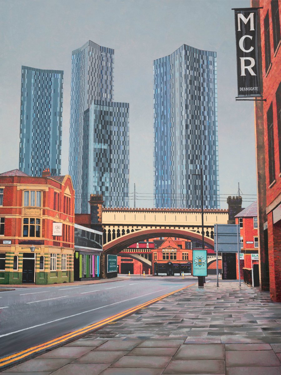 Deansgate Square #Manchester 
Acrylic painting 
Grey skies with #manchester red brick
I love this colour combo, but I'd like some more sunshine now please!
Prints available here 
slscott.co.uk/shop/p/4-siste… #deansgatesquare  #manchesterbusiness
