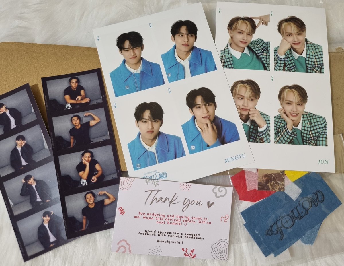 wonmin9yu's tweet photo. —follow tour 4 cuts gyu + jun !

hi ate eri @seokjinniall ! gyu and jun arrived safely po and thanks for the follow tour confetti and freebies! till next budol! #ericka_feedbacks 🫶🏻

#yle_mails 💗 https://t.co/gLFs8bHsTU