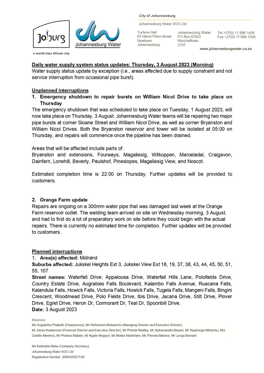 Johannesburg Water tweet media