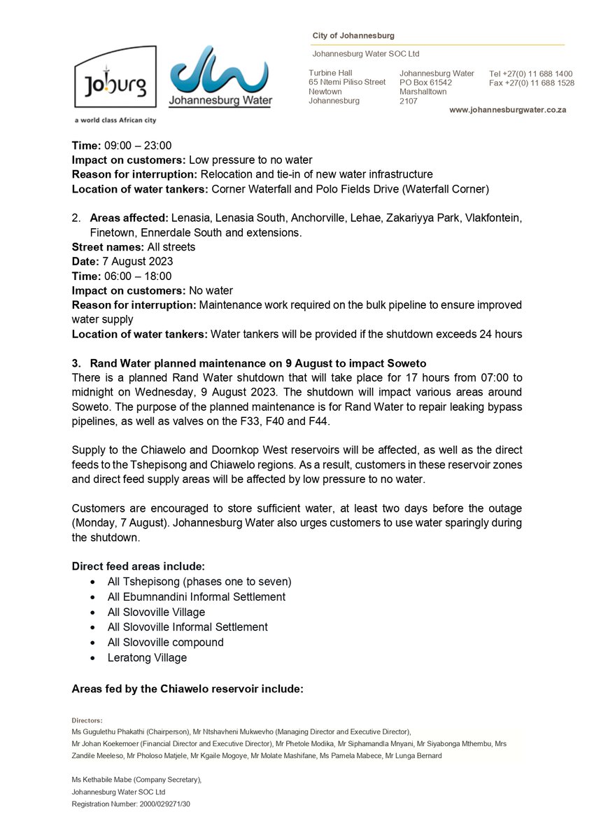 Johannesburg Water tweet media