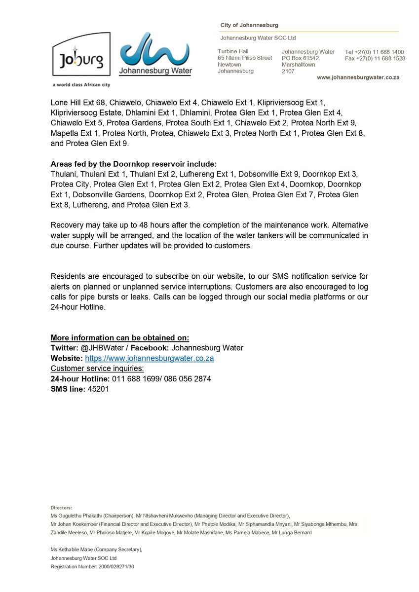 Johannesburg Water tweet media