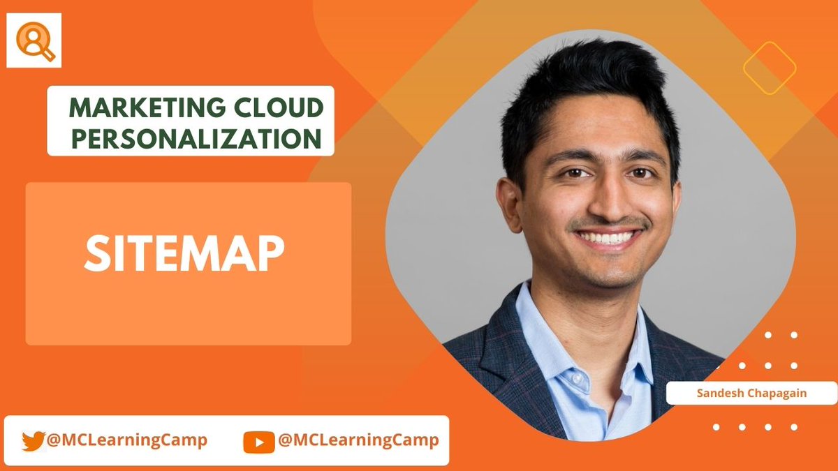 MC LearningCamp (@mclearningcamp) on Twitter photo Join us in today's session to learn about the Sitemap, its configuration and more with Sandesh Chapagain
<a href="/marketingcloud/">Salesforce Marketing Cloud</a> <a href="/JyothsnaBitra/">Jyothsna Bitra (JB)</a> <a href="/justguilda/">Guilda Hilaire</a> #momentmarketers #marketingchampions #sfmc #personalization
trailblazercommunitygroups.com/salesforce-mar…
Previous sessions: youtube.com/playlist?list=… Join us in today's session to learn about the Sitemap, its configuration and more with Sandesh Chapagain
<a href="/marketingcloud/">Salesforce Marketing Cloud</a> <a href="/JyothsnaBitra/">Jyothsna Bitra (JB)</a> <a href="/justguilda/">Guilda Hilaire</a> #momentmarketers #marketingchampions #sfmc #personalization
trailblazercommunitygroups.com/salesforce-mar…
Previous sessions: youtube.com/playlist?list=…