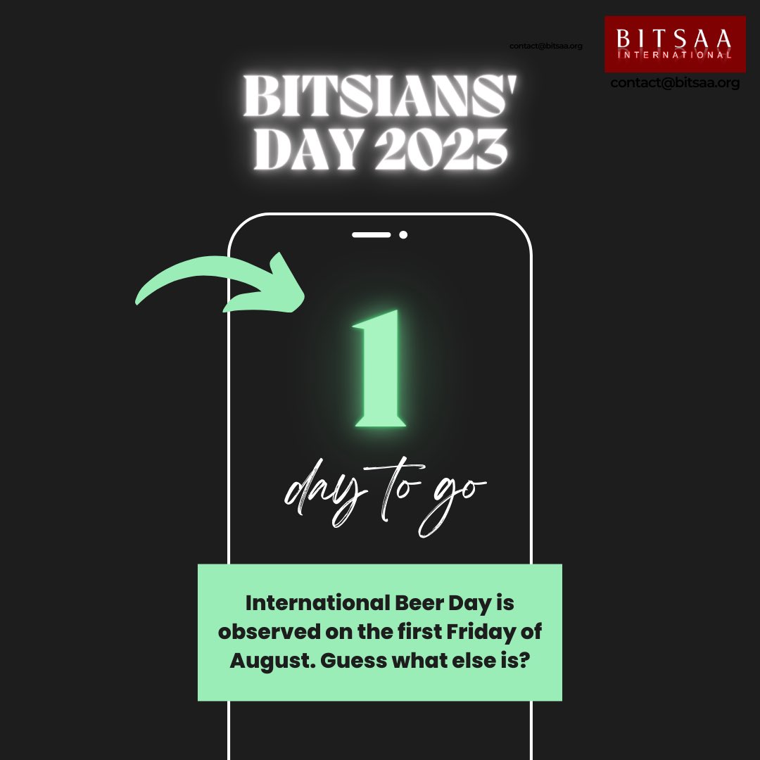 BITSAA's tweet photo. The clock is ticking, just a few more hours to go.😍
#BitsiansDay #1daytogo https://t.co/abgv6nZRAO