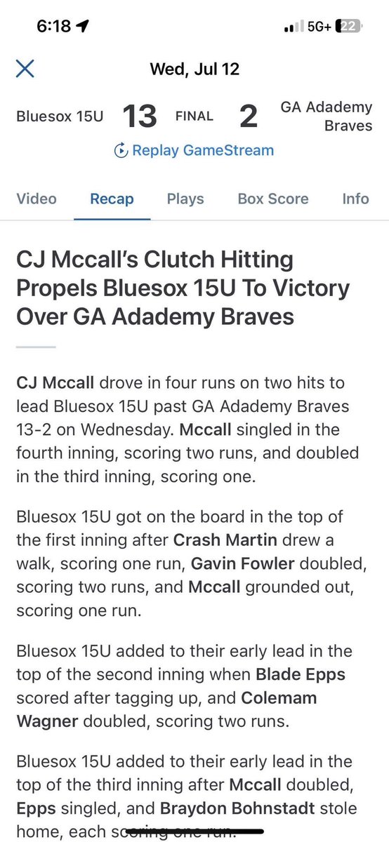 Had a great time down at shipyard! Awesome experience for sure! Through 5 games- 7 H/ 1BB/ 1HBP/ 6 RBI/ 0 Ks