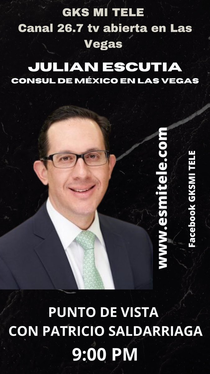 GksMiTele's tweet photo. ✅Es un honor tener al Cónsul de México Julian Escutia en nuestro programa y queremos  invitar a todos nuestros hermanos mexicanos en Las Vegas, para que nos digan sus inquietudes!
Conéctate en punto de las 9:00 pm por GKS mi tele canal 26.7 tv abierta 📺 en las vegas! 👏👏 https://t.co/H27kCZ8Wys