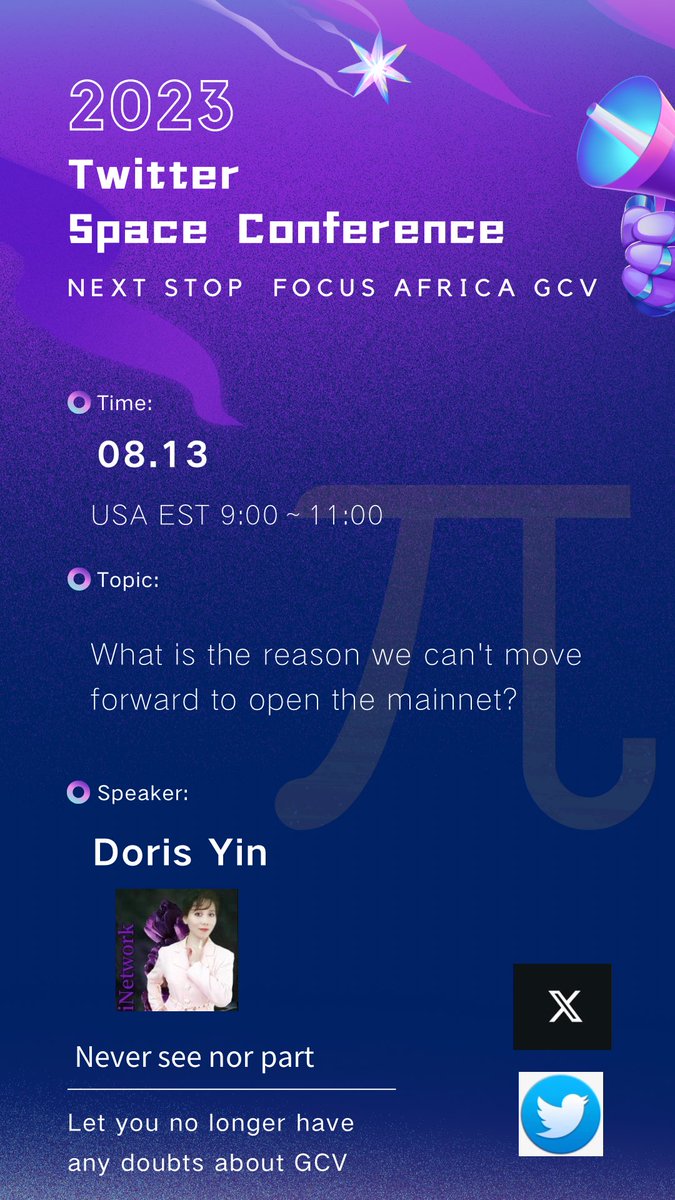 jinggeg22810872's tweet photo. August 13th, 2023 USA EST 9 am Twitter Space Conference 

@PiCoreTeam
#WhatlDoForPi
#PiNetwork
#PIGCV https://t.co/brVodMGcCY