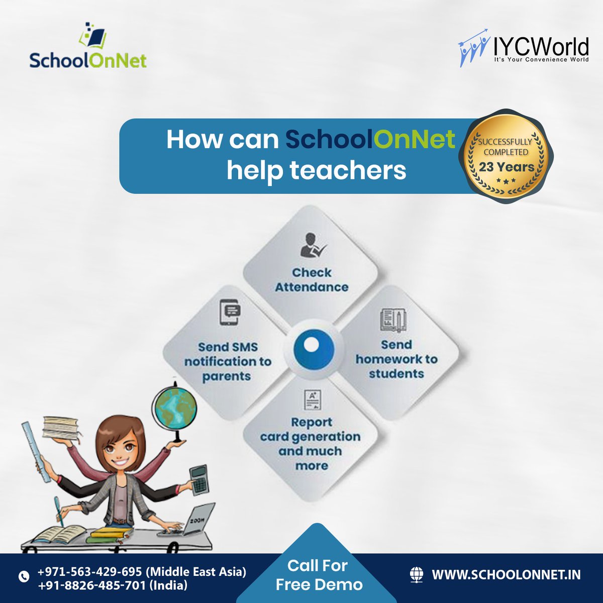 schoolonnet's tweet photo. With #SchoolOnNet #ERPSoftware, #teachers establish smooth and effective communication with parents & #students!
Call us today for a #freedemo +91-8826-485-701 & +971-563-429-695 or visit us at https://t.co/SFl66LZk59
#SchoolERP #SchoolERPSoftware #CheckAttendance #ReportCards https://t.co/xyrdaobu9Z