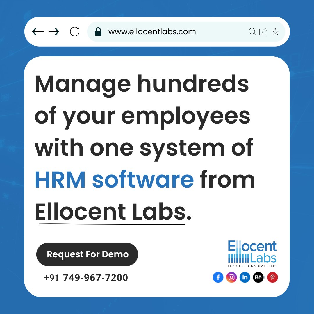 ellocent_labs's tweet photo. Manage hundreds of your employees with one system of HRM software from Ellocent Labs

Request For Demo!
+91-749-967-7200
.
.
#hrsoftware #payroll #humanresource #hrm #humanresourcesoftware #webhosting #cloudsolutions #brandingsolutions #vsuperhrsolutions #attendance https://t.co/aZzWOei0Ss