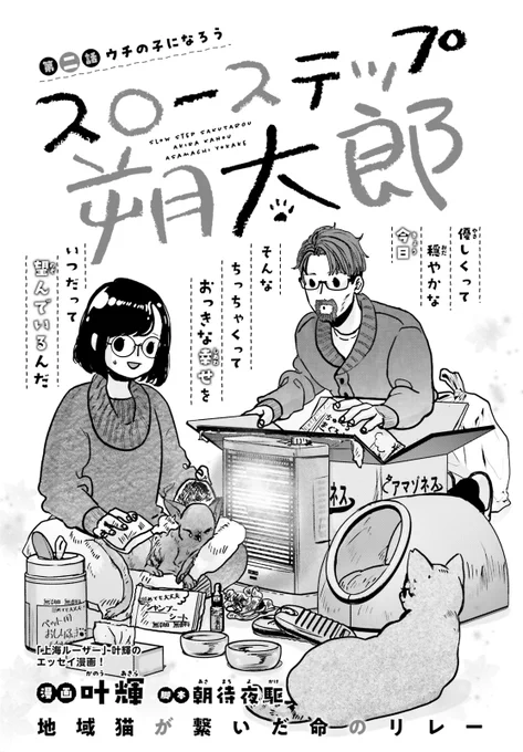 ASUKA 9月号掲載  

地域猫が繋いだ命のリレー! 
ノンフィクション・絆ストーリー!  

#スローステップ朔太郎 
叶輝 