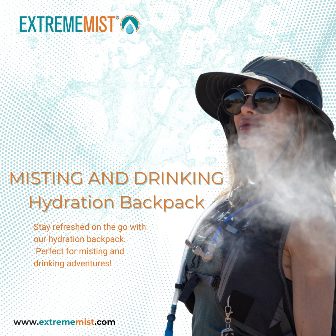 ExtremeMistPCS's tweet image. Misting and sipping made easy with our Hydration Backpack! Stay cool and hydrated on all your outdoor escapades.
#HydrationBackpack #StayHydrated #AdventureEssentials #ExtremeMist