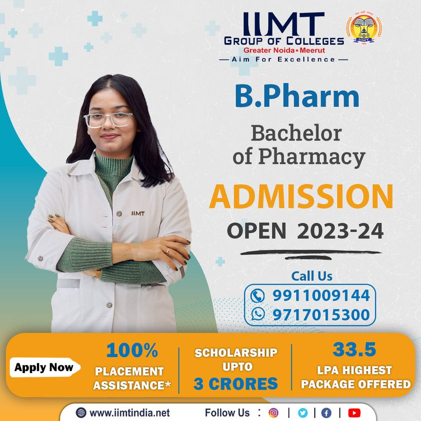 iimtnoida's tweet photo. Your Career is Our Promise !!
Bachelor of Pharmacy (B. Pharma)
ADMISSION OPEN FOR SESSION 2023 -2024
https://t.co/UOh7RIbr6l
Call Us: 9520886860
#IIMTNoida #IIMTIndia #IIMTDelhiNCR
#DpharmaAdmission2023
#AdmissionOpenSession #MPharma2023
#BPharma #PharmacyCollege
#AKTUadmission https://t.co/i0qbhEGYDZ