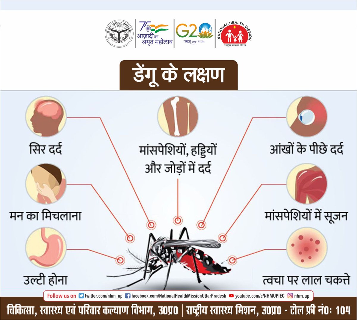 डेंगू जागरुकता अभियान   आइए जाने डेंगू संक्रमण के कुछ सामान्य लक्षण 👇🏻

<a href="/UPGovt/">Government of UP</a>
<a href="/nhm_up/">NHM UP</a>
<a href="/DhsAgra/">CMO Office Agra</a>
<a href="/CmoAgra/">CMO Agra</a>
<a href="/CMOfficeUP/">CM Office, GoUP</a>
<a href="/MoHFW_INDIA/">Ministry of Health</a>
<a href="/brajeshpathakup/">Brajesh Pathak</a>
<a href="/OfficeOfDMAgra/">District Magistrate/District Election Officer Agra</a>
<a href="/Dr_Raj6454/">Dr. Raj kamal</a>