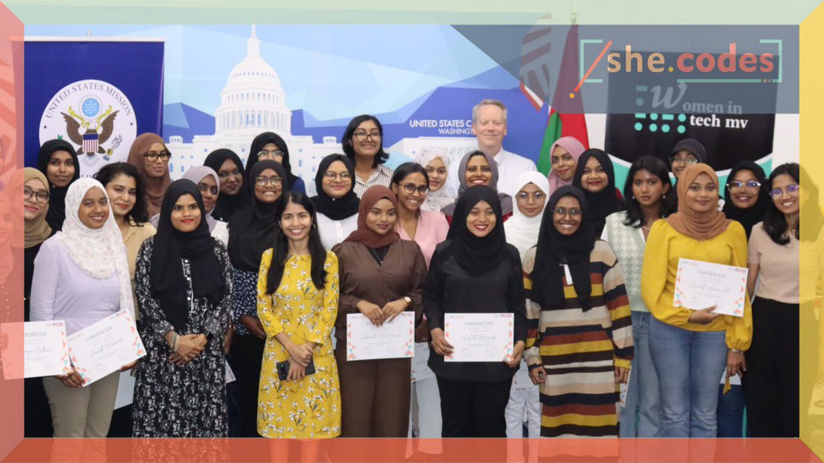 womenintechmv's tweet image. Fresh Off #SheCodesMV! Empowering #womenintech with coding skills, paving ways to web dev, ML, data science. Crushing gender gaps with one line of code at a time. Go girls! 💪
@ACMaldives @USinMaldives