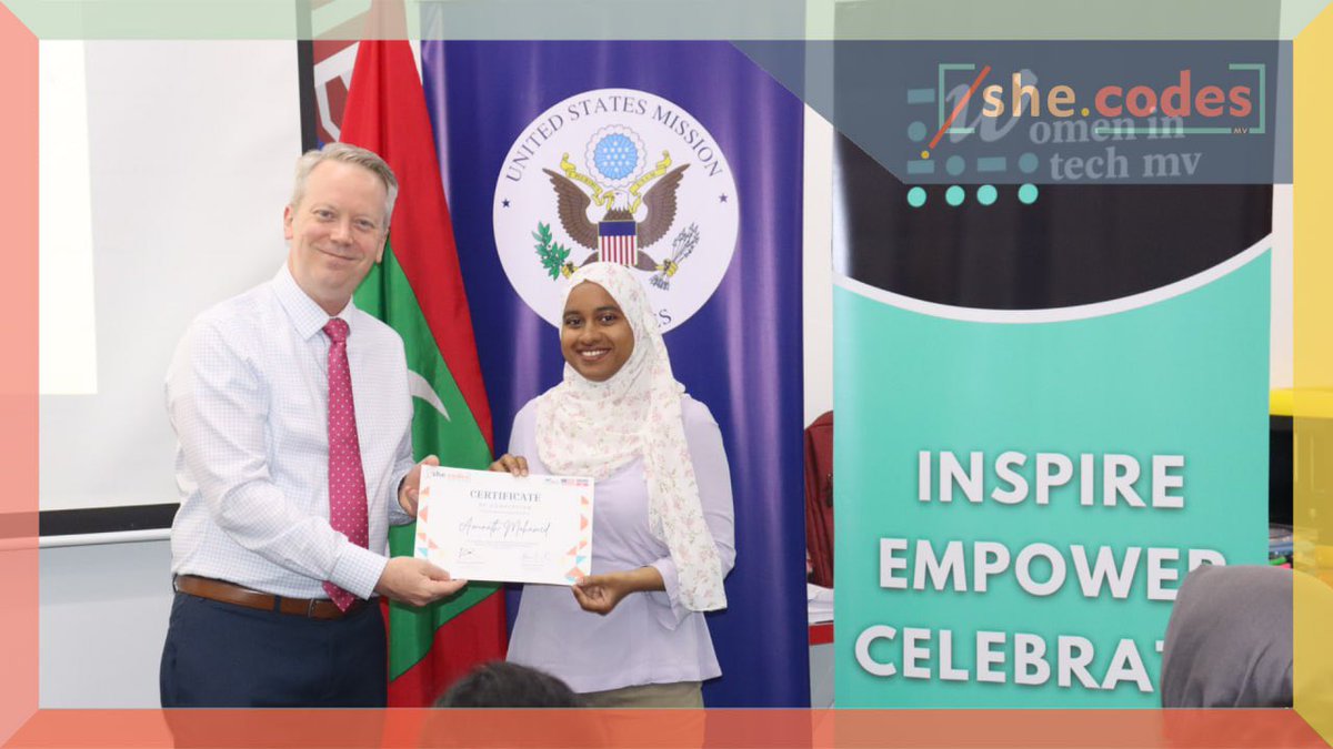 womenintechmv's tweet image. Fresh Off #SheCodesMV! Empowering #womenintech with coding skills, paving ways to web dev, ML, data science. Crushing gender gaps with one line of code at a time. Go girls! 💪
@ACMaldives @USinMaldives