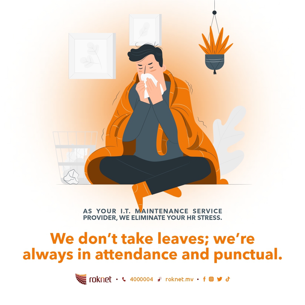RoknetMV's tweet photo. As your IT Maintenance Service Provider, we eliminate your HR stress.

We don’t take leaves, we’re always in attendance and always punctual.

We manage our team assigned to you to avoid leave clashes and make sure a team member is always available to take care of your IT issues. https://t.co/LO3RobI1F1