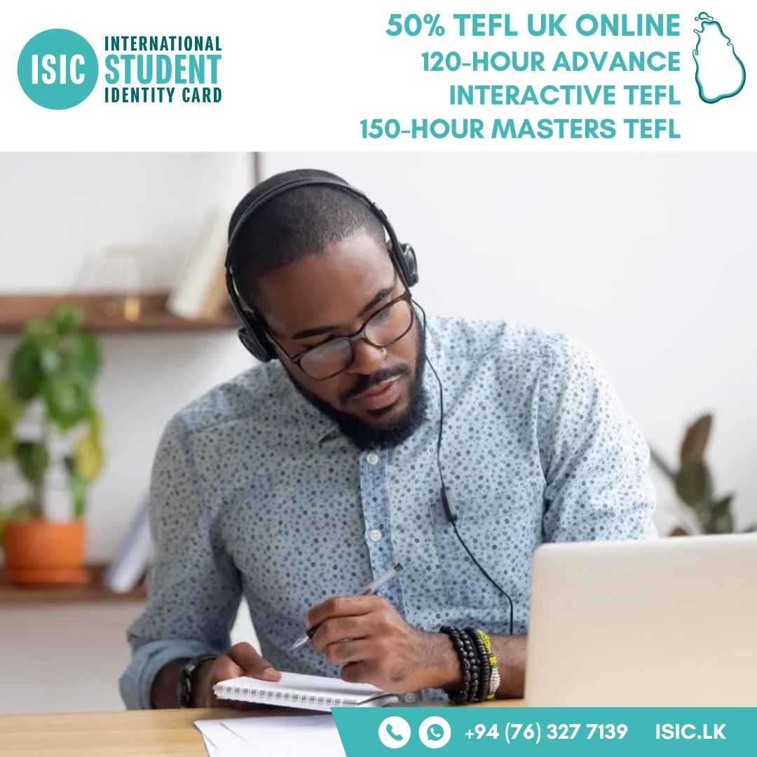 ISICSriLanka's tweet photo. 📚 Unlock your teaching potential with a smashing 50% discount on TEFL UK Online Courses! 🌍✈️ Engaging modules and in-depth content await. Valid for ITIC, IYTC, and ISIC cardholders. Start your TEFL journey today! #EducationDiscount #TEFLCourse https://t.co/oMVBrgTJW5
