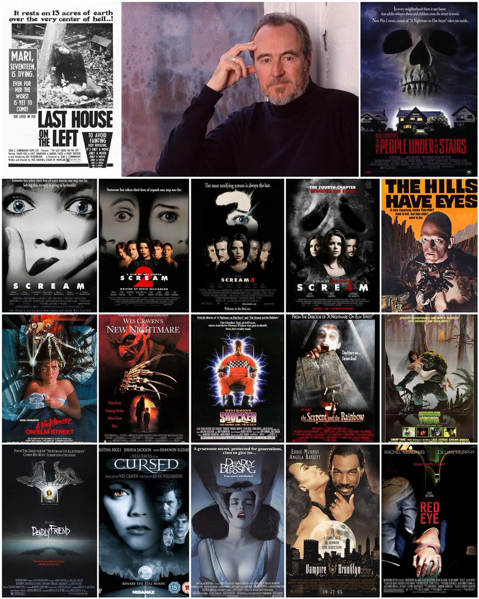 Happy birthday Wes Craven 🐐😍🥳 he would have been 76 today 😢 #WesCraven #HappyBirthdayWesCraven #ANightmareOnElmStreet #Scream #Scream2 #Scream3 #Scream4 #NewNightmare #TheLastHouseontheLeft #TheHillsHaveEyes #ThePeopleUndertheStairs #DeadlyFriend #Cursed #RedEye #GOAT