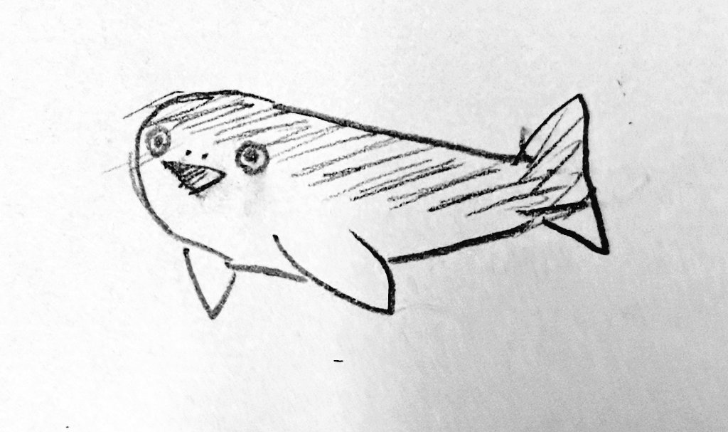 うろ覚えサカバンバスピス。
いつもの癖で胸ビレを描いてしまい、奇妙な生き物が生まれてしまいました… 