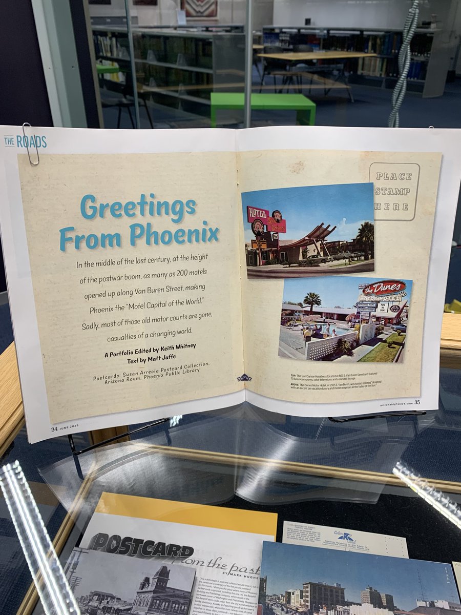 PhxLibrary's tweet photo. “Greetings from Phoenix, AZ!” 🌵View postcards from the Susan Arreola Postcard Collection in the Arizona Room @ Burton Barr. Over 2,000 postcards can be enjoyed featuring the #PHX area. Inquire w/the #ArizonaRoom to see a binder of all the postcards. https://t.co/KRW3gEQWuy https://t.co/R3pebsyzAE