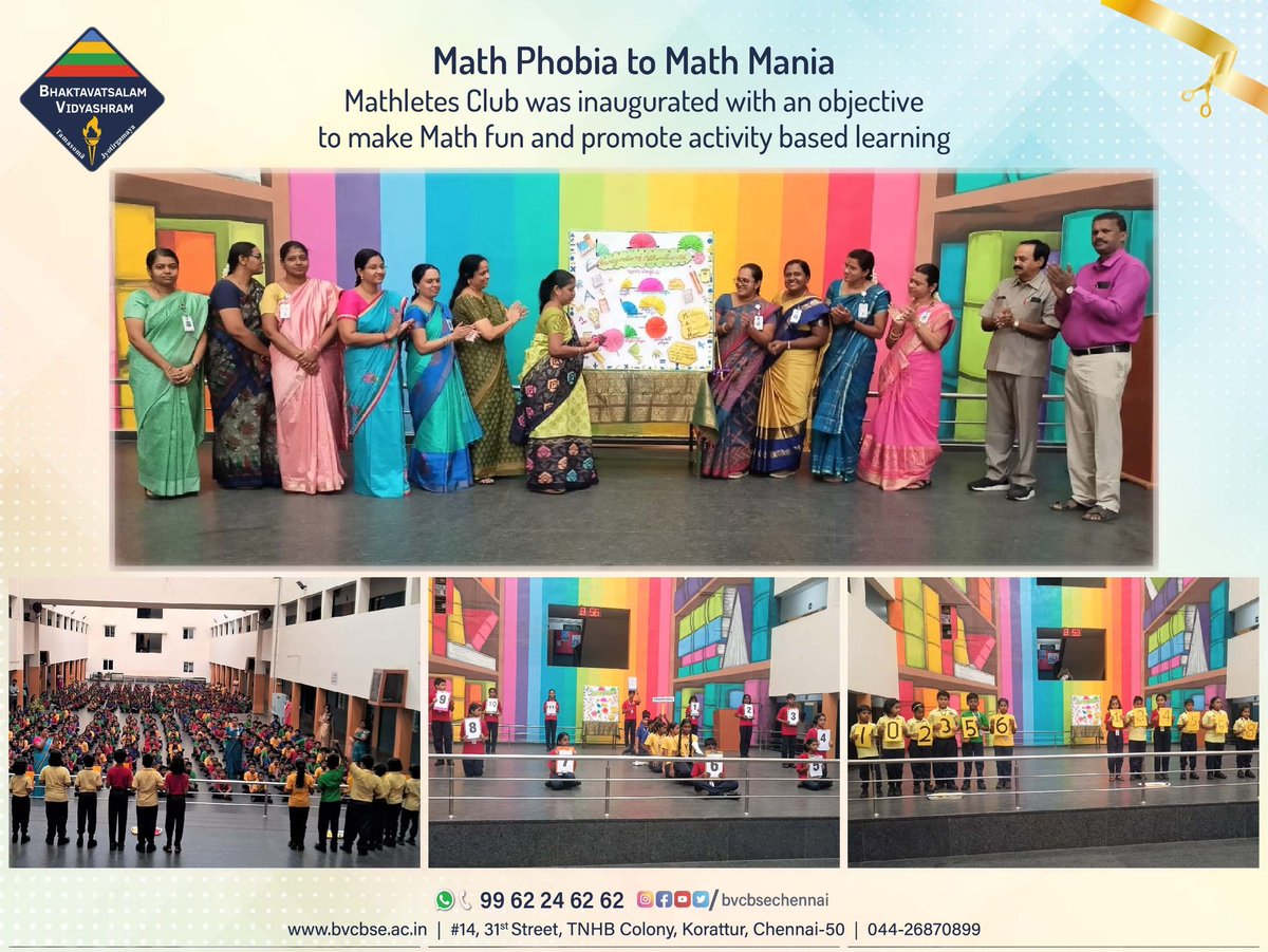 Math Phobia to Math Mania. 
Mathletes Club was inaugurated with an objective to make Math fun and promote activity based learning. 
#mathphobia #mathmania #mathletesclub #inauguration #funbased #activitybasedlearning 
#BhaktavatsalamVidyashram #BVites