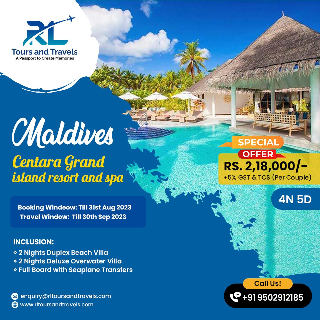 therltravels's tweet photo. 🌴 Escape to Paradise with #Centara #Grand #Island #Resort and #Spa! 🌴

Indulge in an unforgettable 4 Nights and 5 Days tropical getaway from RL Tours and Travels at the exclusive rate of just Rs. 2,18,000 per couple! 🏖️🌅

#LuxuryVacation #BeachVilla #OverwaterVilla #FullBoard https://t.co/lSrp2DK8jN