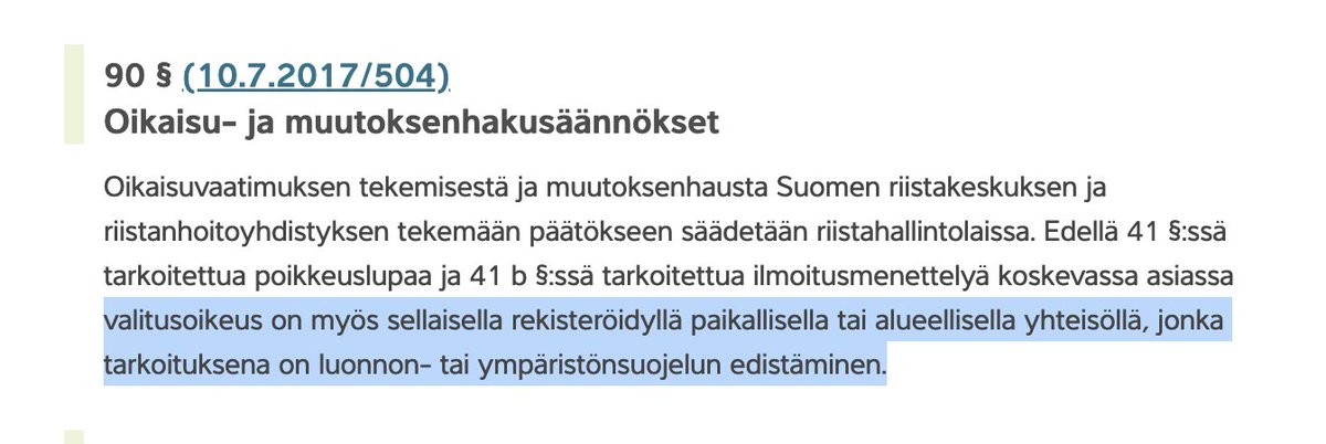 LSL_Tapiola's tweet photo. @MarkkuArroganto Valitusoikeus määräytyy MetsL 90§ mukaan. https://t.co/QhCzuCyAB7