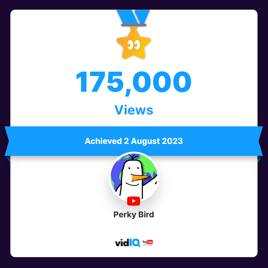 realPerkyBird's tweet photo. 175K vies!🎉 https://t.co/M7KSmWtUPn