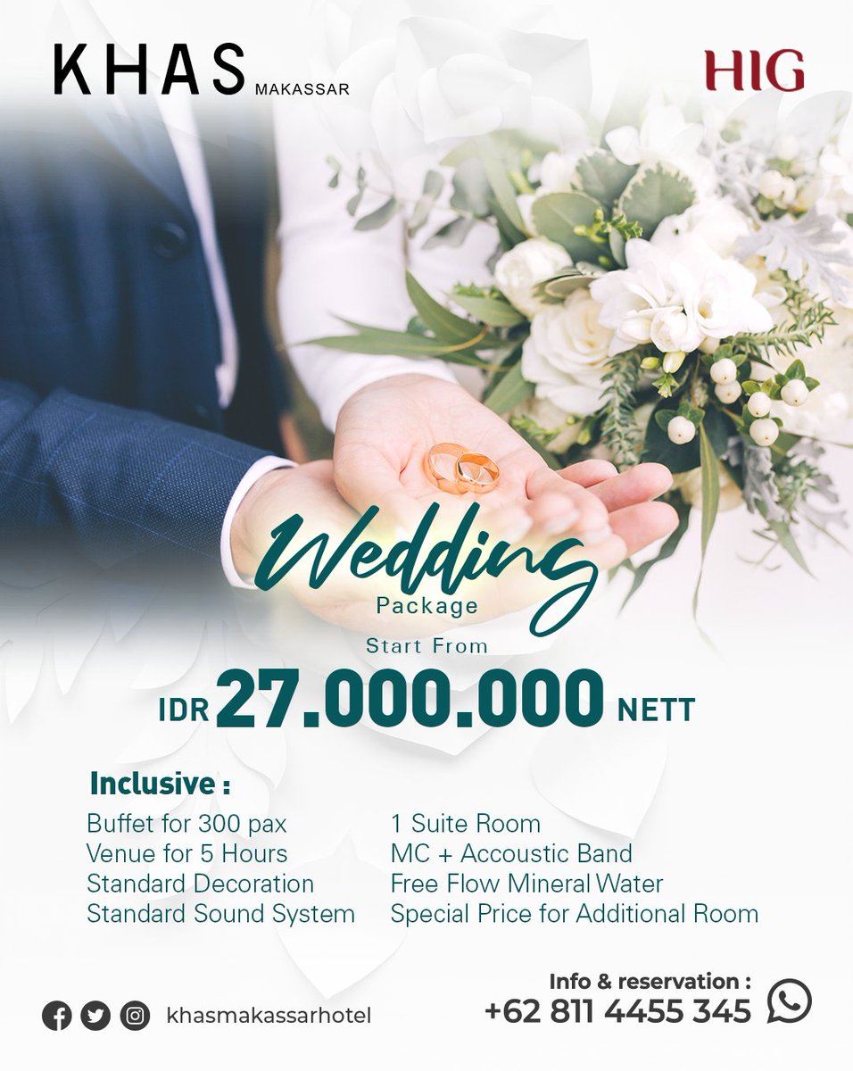 'Say 'I do' to our new wedding package! Experience a day filled with love, joy, and unforgettable moments'. 📷💍
#weddingdreams #newpackage #weddingpackage2023 #love #khasmakassarhotel