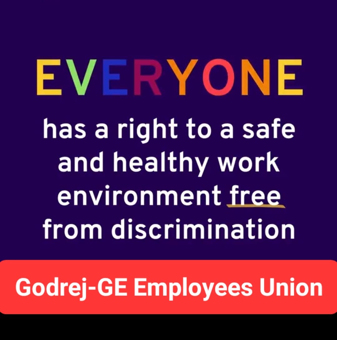 GodrejGEUnion's tweet photo. एक सुरक्षित,स्वस्थ और भेदभाव रहित काम का वातावरण सबका अधिकार ह��� । #SafeWorking #NoDiscrimination #healthylife #SocialJustice #Labour #Right   #JailerShowcase https://t.co/EvByW0qHkM