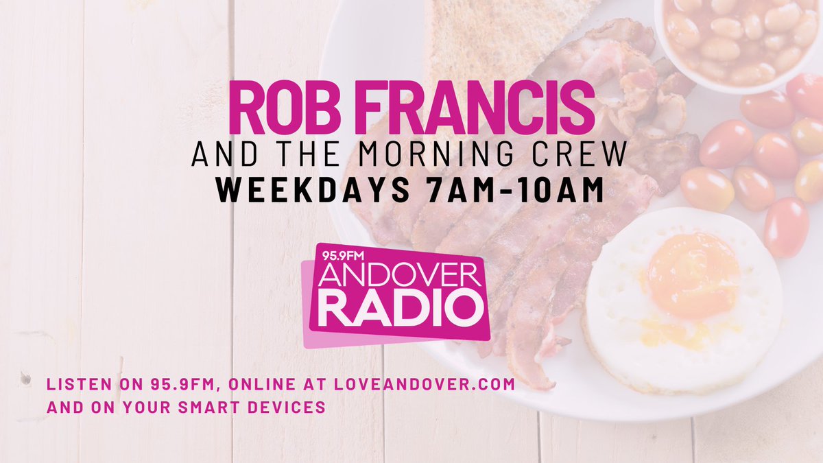It's Thursday!

Wake up to Rob Francis and The Morning Crew, every weekday morning on Andover Radio.

Rob will keep you well informed as to what's happening across Andover &amp; North West Hampshire, and Richard Hobbs will bring you the travel news every 20 minutes from 7am-9am.