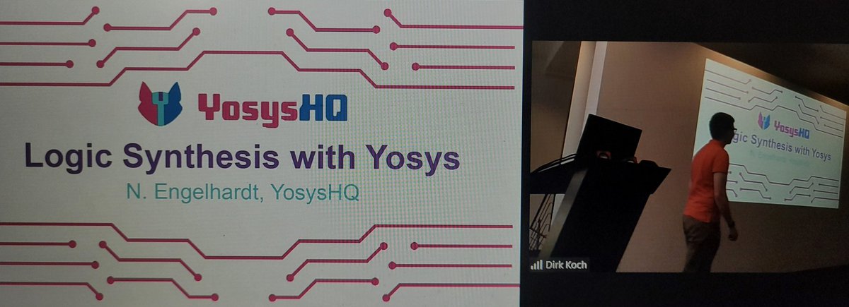 aakarsh_vinay's tweet image. Logic Synthesis w/Nina Engelhardt & YosysHQ! Bringing your hardware description from a high level of abstraction to a gate level netlist that's optimizable looks so simple and modularized with Yosys' interactive tweaks! Fizz front-end to back-end transitions with ABC 'n nextpnr!
