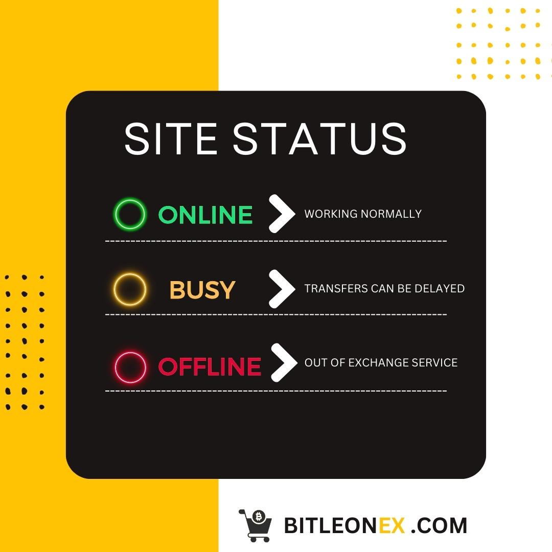 Bitleonex's tweet photo. ⏳ BITLEONEX SITE STATUS 

This function will indicate the current working status of the Bitleonex Exchange. Users can check the site status before placing orders to avoid inconveniences. https://t.co/4lSrn9Obsj