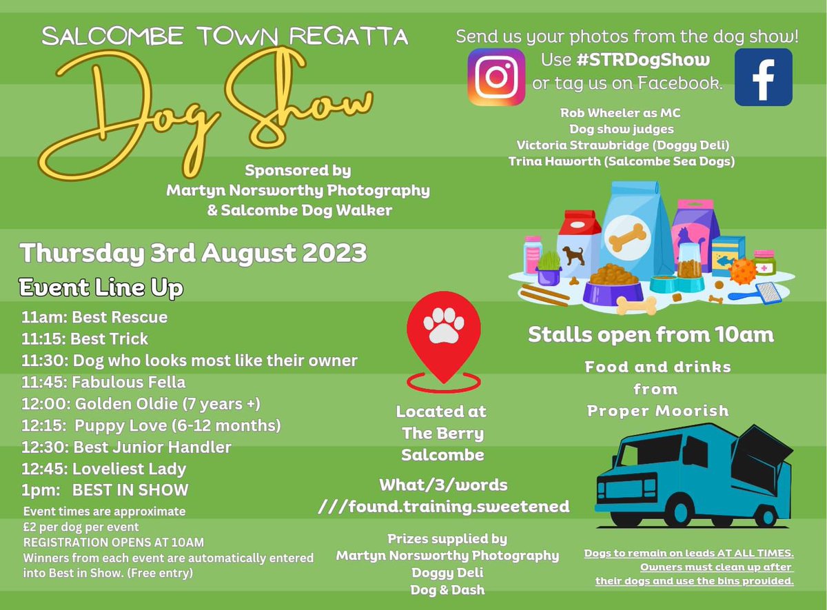 Dog show is going ahead this morning. 
Event registration and stalls open at 10am!

Show starts at 11am.

£2 per dog per event. (Free best in show. Winners from each event)

Prizes from Doggy Deli, Dog &amp; Dash and Norsworthy Photography