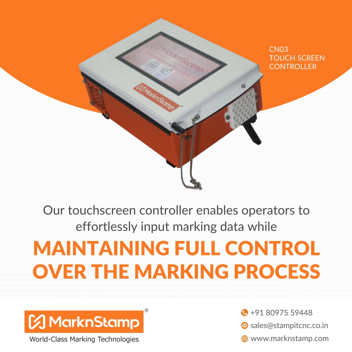 MarknStamp's tweet image. Our Touchscreen Controller for Dot Peen machines is a device used to control and operate a dot peen marking machine.

Call on +91 80975 59448 or visit us at marknstamp.com today to know more about our dot peen marking machines

#MarkingMachine #LaserMarking #Workstation