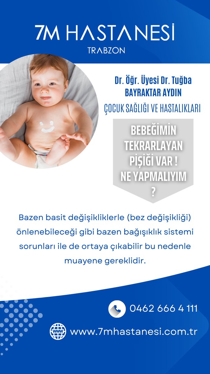 🥼 ÇOCUK SAĞLIĞI VE HASTALIKLARI DR. ÖĞR. ÜYESİ TUĞBA BAYRAKTAR AYDIN, sizler için cevaplıyor.
 
 📍 Kavaklı Mahallesi Samsun Caddesi No:5 Akçaabat / Trabzon
 🌐 7mhastanesi.com.tr
 
 #pişik #bebeğim #çocukdoktoru #trabzon #7mhastanesi
