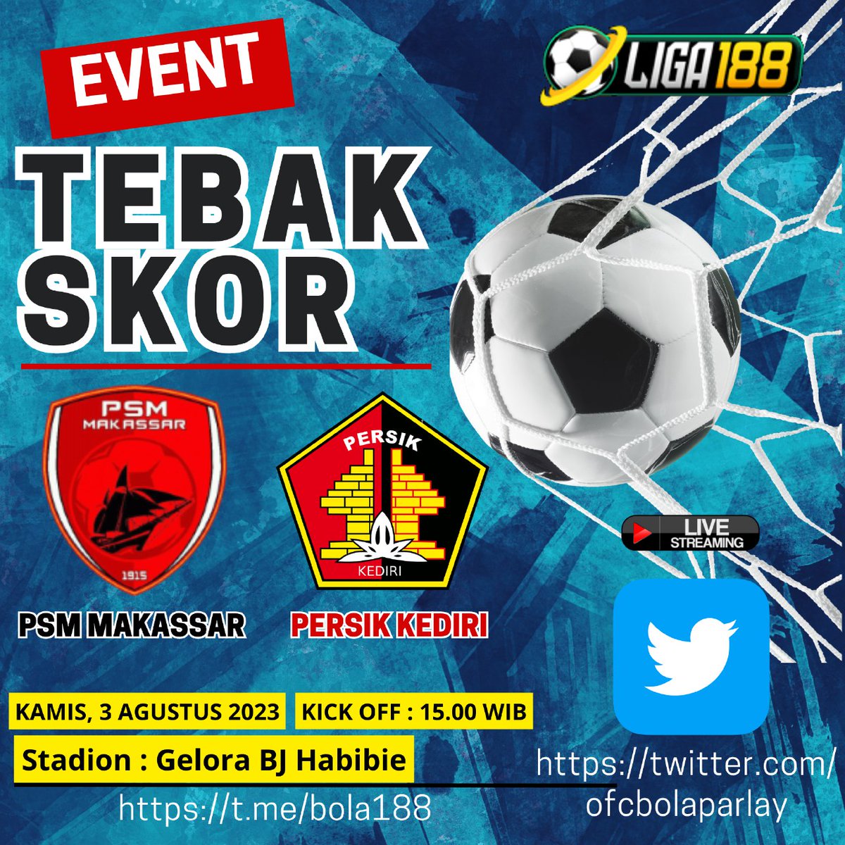 ofcbolaparlay's tweet photo. Yukk gaskan lagi tebak skor berhadiahnya langsung aja tanya rules nya di grup prediksi kami di https://t.co/Zf4fVOHYZT
#PSM #Makassar #persikkediri #tebakskor #berhadiah #jackpot #saldokaget #saldo #liga188 #bolaparlay #mixparlay #livebola #livestreaming https://t.co/fSM0Dcdk2Z