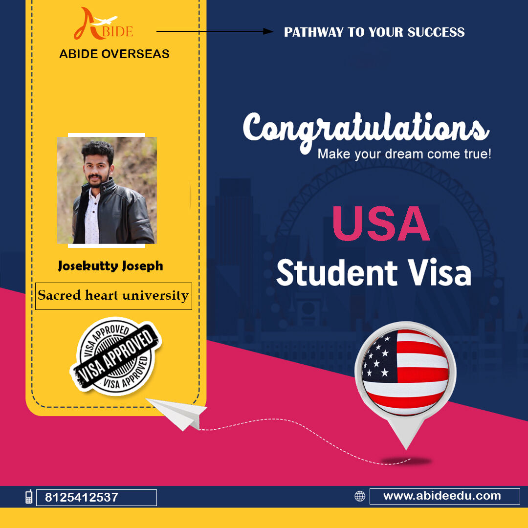 AbideEdu's tweet image. Congratulating our student @me.jossu on receiving his USA student visa🥳#sacredheartuniversity
.
.
#abideedu #visaapproved #internationalstudents #usa #studyabroad #highereducation #instagood #visasuccess #studyabroadconsultants #unitedstates