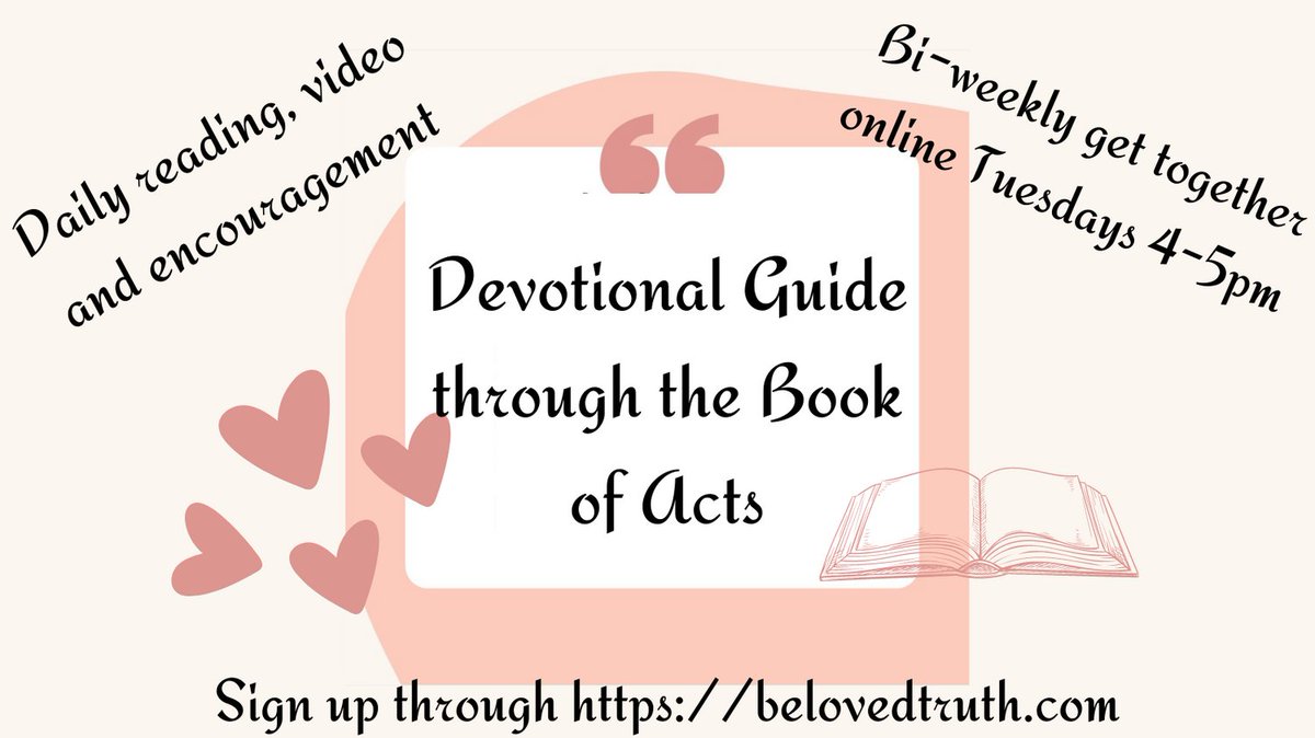 BelovedTruth3's tweet photo. Join us as we go through Acts devotionally &amp; inductively. Every day, you will get a new video from Jane, encouragement, couple of verses, etc. Every other Tuesday, we will meet at 4pm EDT to discuss what we've learned. Sign up in the community at https://t.co/kQRLAEzfCa. https://t.co/n434ZIgZWU