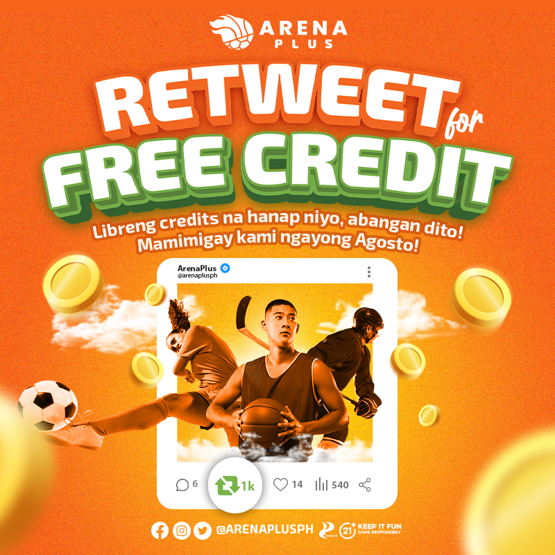 arenaplusph's tweet photo. Mga Ka-Astig na nag-aabang ng free credit, abangan niyo na 'to simula bukas! Sabihan na ang tropa, pamilya, barkada, ka-trabaho, kapitbahay, ka-barangay, at ang buong bayan!

#RetweetForFreeCredit #AstigSaSports #ArenaPlusPH https://t.co/PxXsEQmQ0q