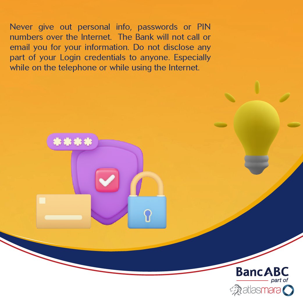 BancabcZW's tweet photo. Protect your personal information❗️
If you receive an e-mail from a known company that you normally deal with and it asks for you to enter personal information and provides a link to enter it in, DO NOT click on the link. Rather physically visit them.
#ATeam😎
#BancABCTips https://t.co/sC2OOWsQPV