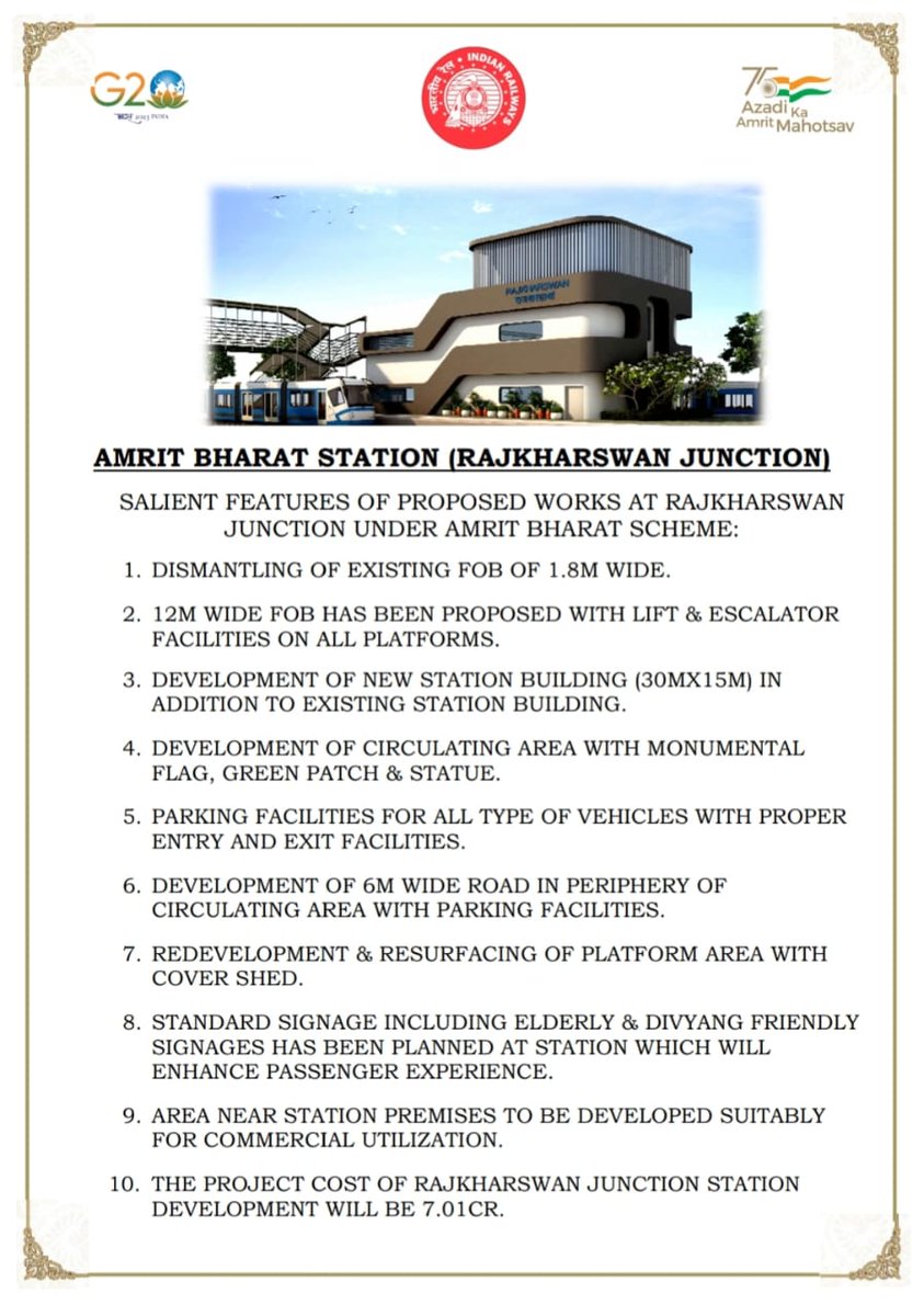 What's new?
Stations will appear new. A transformed model of the stations to be witnessed soon in CKP division under ABSS. Here are the glimpses of some redevelopment work that has been proposed
#AmritBharatStationScheme #CKP_DIVIsion <a href="/RailMinIndia/">Ministry of Railways</a> <a href="/AshwiniVaishnaw/">Ashwini Vaishnaw</a> <a href="/serailwaykol/">South Eastern Railway</a>