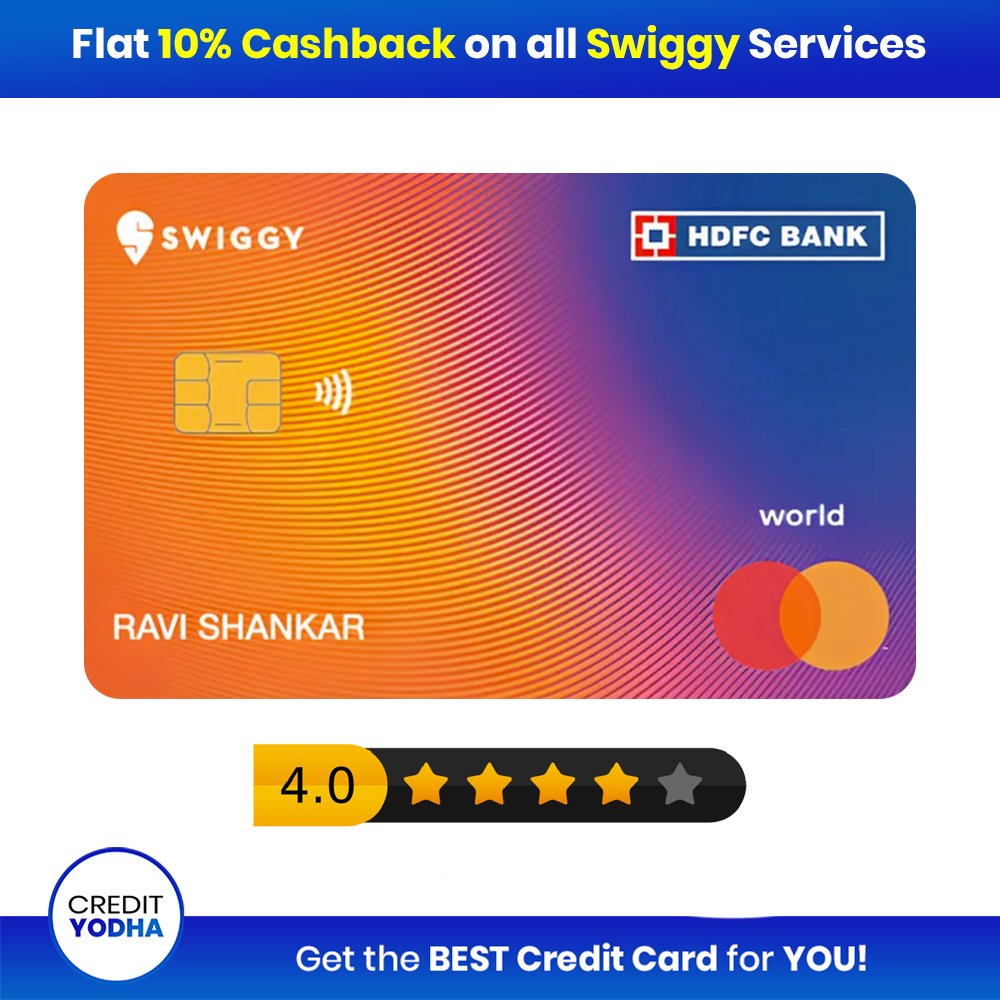 🚨 Daily Card Review #067
💳 HDFC Bank Swiggy Credit Card

Welcome Benefits
🎁 Complimentary 3 Month Swiggy ONE membersip

Reward Benefits
✅ 10% Cashback on Swiggy purchases(Food, Instamart, Dinout &amp; Genie, min. order ₹100, max. Cashback ₹1500 per month)
✅ 5% Cashback for