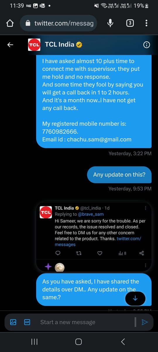 brave_sam's tweet photo. @tcl_india Hi All, whoever is planning to purchase or is interested in TCL tv. 
Just be aware that there is no after-sales support. https://t.co/cneZmJB682